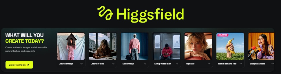Higgsfield AI - nền tảng trí tuệ nhân tạo (AI) chuyên tạo video và hình ảnh từ văn bản