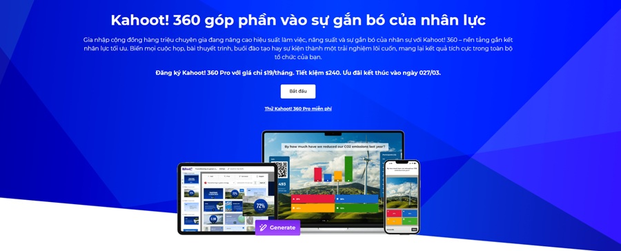 Kahoot 360 Pro - giải pháp giúp tổ chức các buổi trình bày, đào tạo, họp hành, sự kiện tương tác một cách chuyên nghiệp