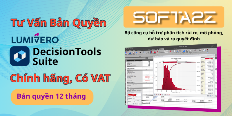 Tư vấn mua DecisionTools Suite bản quyền chính hãng có VAT - Bộ công cụ hỗ trợ phân tích rủi ro, mô phỏng, dự báo và ra quyết định, giúp doanh nghiệp đánh giá nhiều kịch bản trong quá trình lập kế hoạch