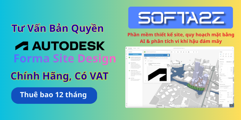 Tư vấn mua bản quyền Autodesk Forma Site Design có VAT - Phần mềm thiết kế site, quy hoạch mặt bằng AI & phân tích vi khí hậu đám mây