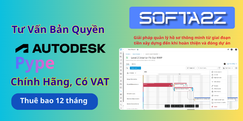 Tư vấn mua bản quyền Autodesk Pype có VAT - Giải pháp quản lý hồ sơ thông minh từ giai đoạn tiền xây dựng (preconstruction) đến khi hoàn thiện và đóng dự án (closeout).