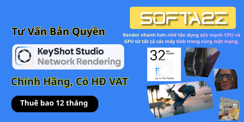 Tư vấn mua bản quyền KeyShot Studio Network Rendering có VAT - Giải pháp hỗ trợ tăng tốc quá trình render 3D bằng cách tận dụng sức mạnh xử lý CPU và GPU của nhiều máy tính trong cùng một mạng