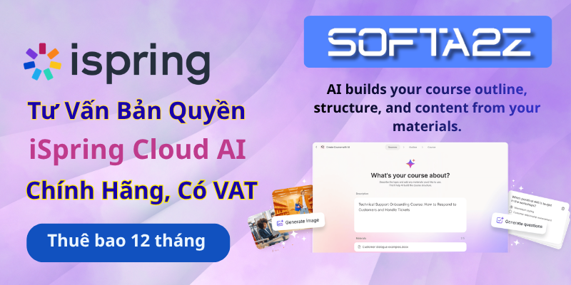Tư vấn mua bản quyền iSpring Cloud AI có VAT - Giải pháp xây dựng khóa học trực tuyến trên nền tảng cloud