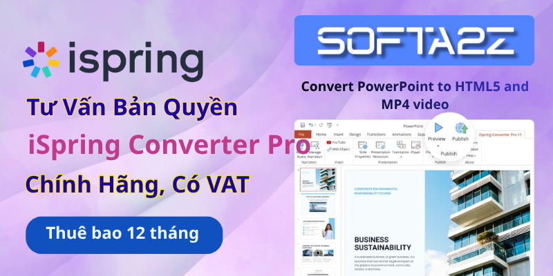 Tư vấn mua bản quyền iSpring Converter Pro có VAT - Công cụ hỗ trợ chuyển đổi nội dung trình bày thành khóa học e-learning tương tác