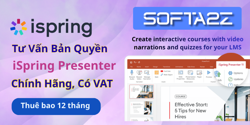 Tư vấn mua bản quyền iSpring Presenter có VAT - Công cụ hỗ trợ xây dựng khóa học e-learning tương tác, các bài học trực tuyến sinh động