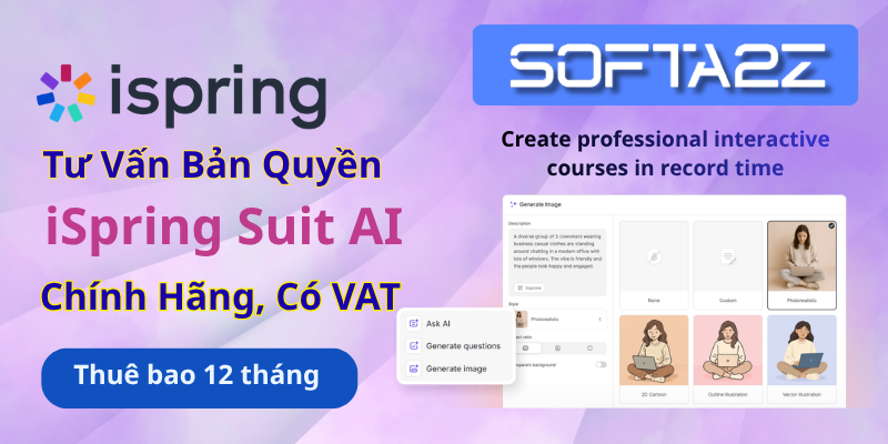 Tư vấn mua bản quyền iSpring Suite AI có VAT - Bộ công cụ hỗ trợ xây dựng nội dung đào tạo trực tuyến và e-learning, tích hợp AI Assistant