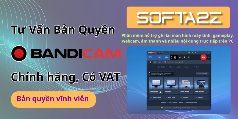 Tư vấn mua Bandicam bản quyền chính hãng có VAT - Phần mềm hỗ trợ ghi lại màn hình máy tính, gameplay, webcam, âm thanh và nhiều nội dung trực tiếp trên PC