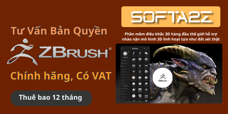 Tư vấn mua bản quyền Maxon ZBrush có VAT - Phần mềm điêu khắc 3D hàng đầu thế giới hỗ trợ nhào nặn mô hình 3D linh hoạt tựa như đất sét thật