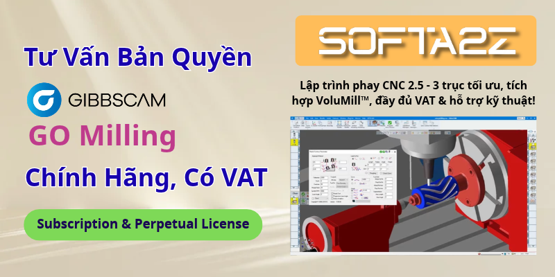 GibbsCAM GO Milling Bản Quyền Chính Hãng Có VAT - Lập trình phay CNC 2.5 - 3 trục tối ưu, tích hợp VoluMill™, đầy đủ VAT & hỗ trợ kỹ thuật!