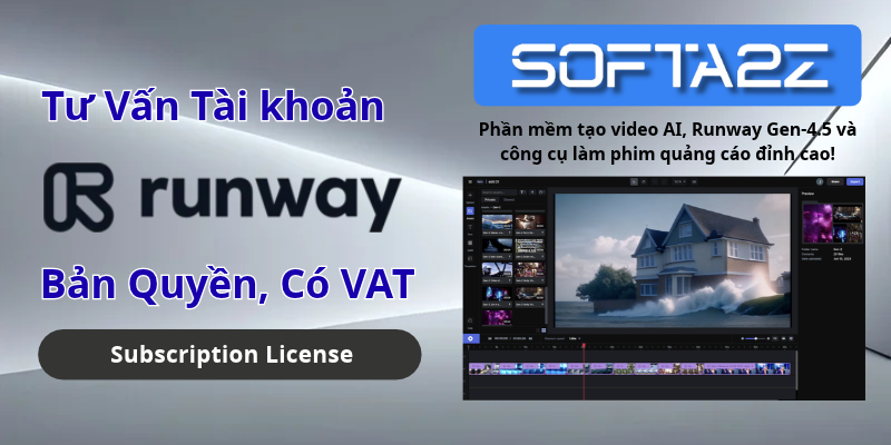 Tài Khoản Runway Bản Quyền Chính Hãng Có VAT - Phần mềm tạo video AI, Runway Gen-4.5 và công cụ làm phim quảng cáo đỉnh cao!