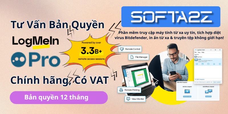LogMeIn Pro Bản Quyền Chính Hãng Có VAT - Phần mềm truy cập máy tính từ xa uy tín, tích hợp diệt virus Bitdefender, in ấn từ xa & truyền tệp không giới hạn!