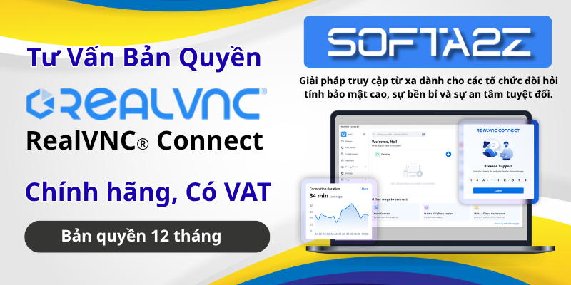 RealVNC Connect Bản Quyền Chính Hãng Có VAT - Giải pháp truy cập từ xa dành cho các tổ chức đòi hỏi tính bảo mật cao, sự bền bỉ và sự an tâm tuyệt đối.