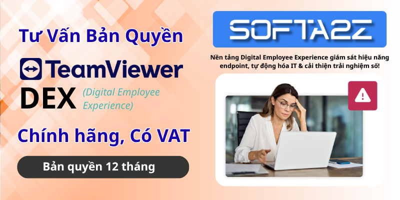 TeamViewer DEX Bản Quyền Chính Hãng Có VAT - Nền tảng Digital Employee Experience giám sát hiệu năng endpoint, tự động hóa IT & cải thiện trải nghiệm số!
