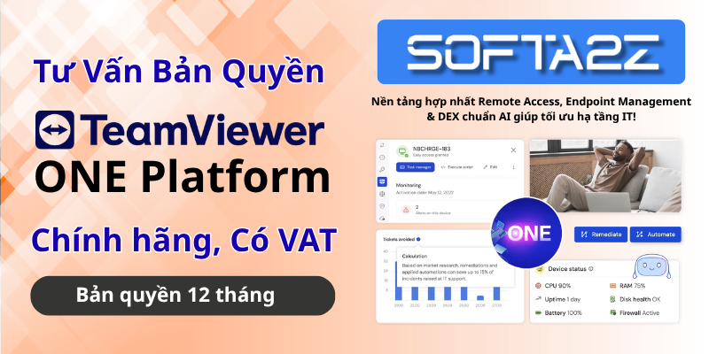 TeamViewer ONE Bản Quyền Chính Hãng Có VAT - Nền tảng hợp nhất Remote Access, Endpoint Management & DEX chuẩn AI giúp tối ưu hạ tầng IT!
