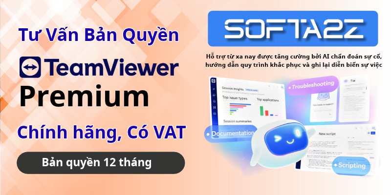 TeamViewer Premium Bản Quyền Chính Hãng Có VAT - Hỗ trợ từ xa nay được tăng cường bởi AI chẩn đoán sự cố, hướng dẫn quy trình khắc phục và ghi lại diễn biến sự việc